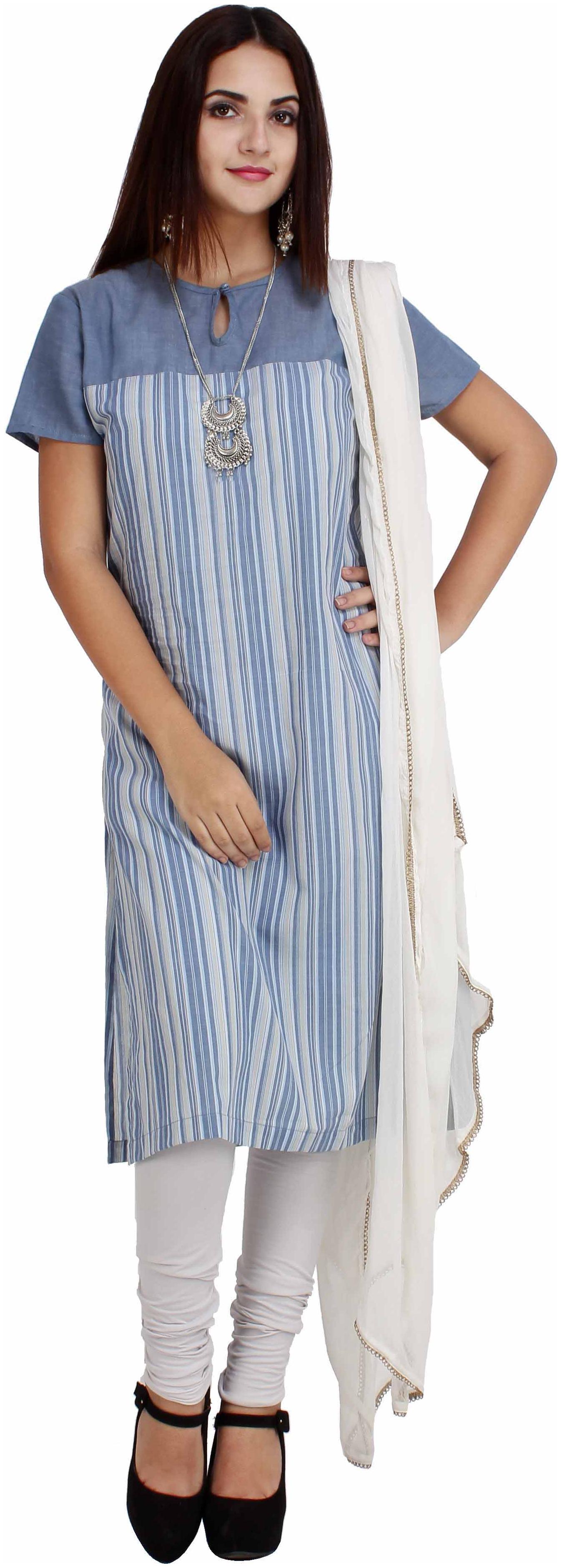 TruLuv Elegant Design Kurti with beautiful Front Yoke Design and Stripe Fabric Blue denim Colour Heavy quality cool cotton fabric
TruLuv Elegant Design Kurti with beautiful Front Yoke Design and Stripe Fabric Blue denim Colour Heavy quality cool cotton fabric