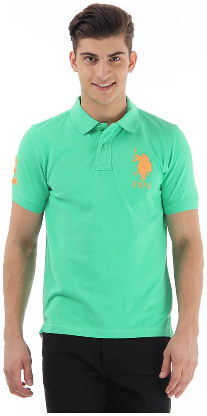 U S Polo Assn Men Green Slim fit Cotton Polo collar T-Shirt - Pack Of 1