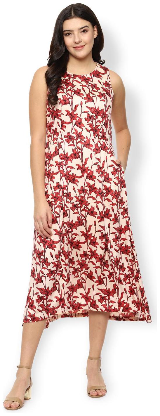 Van Heusen Beige Floral Fit flare dress 
Van Heusen Beige Floral Fit flare dress