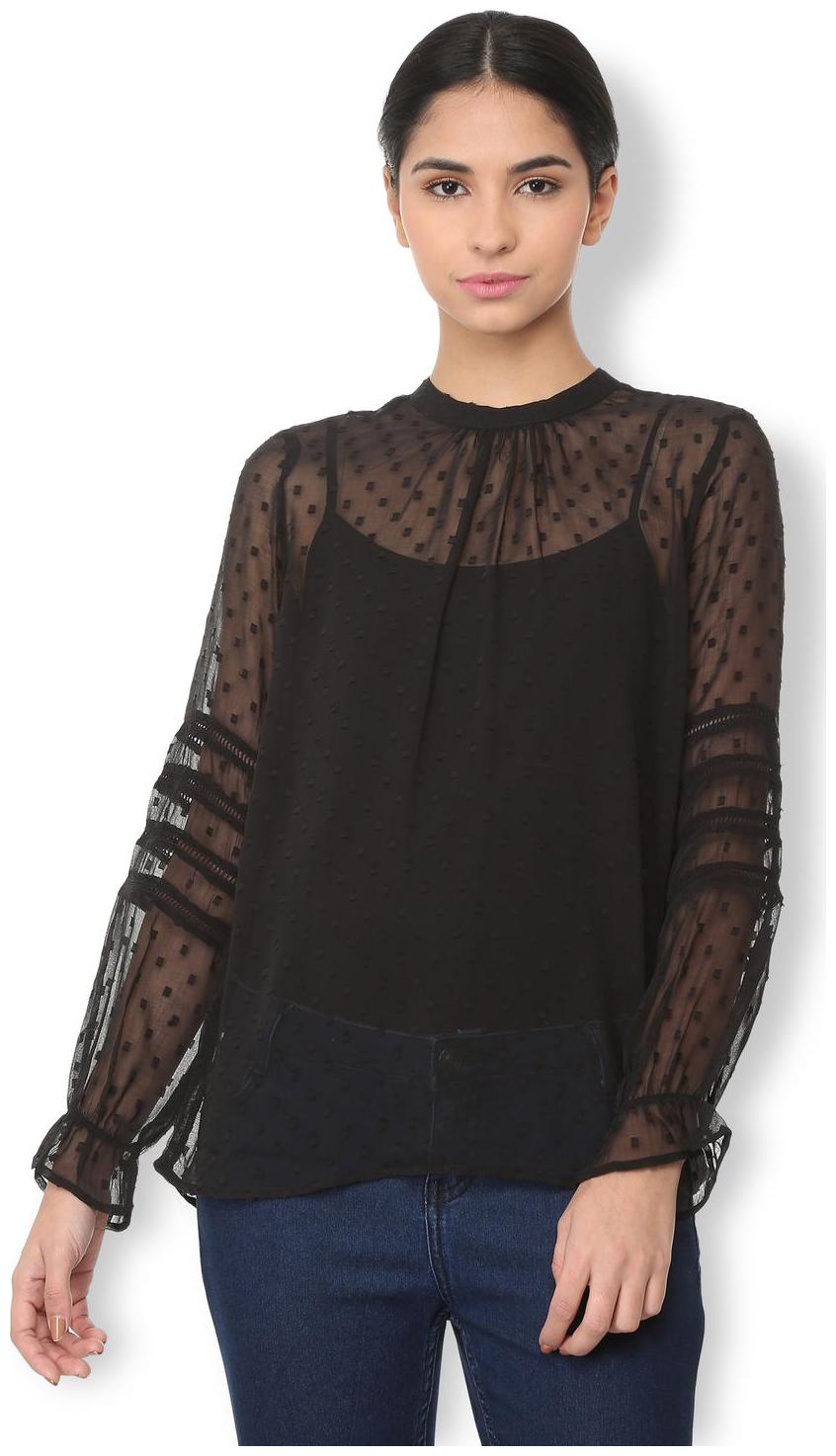 Van Heusen Women Printed Regular top - Black 
Van Heusen Women Printed Regular top - Black