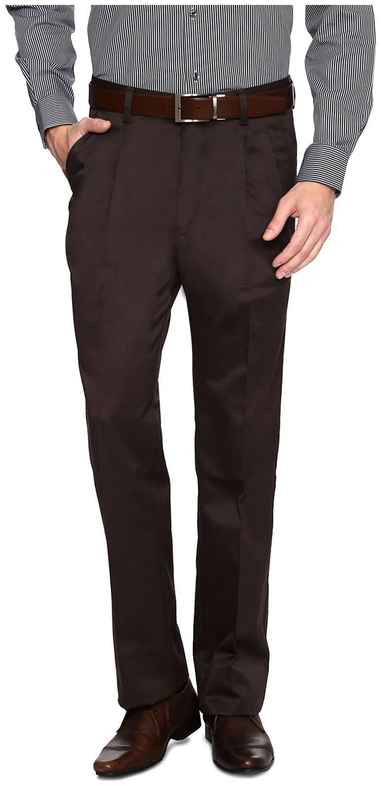 Van Heusen Men Solid Regular Fit Formal Trouser - Brown
