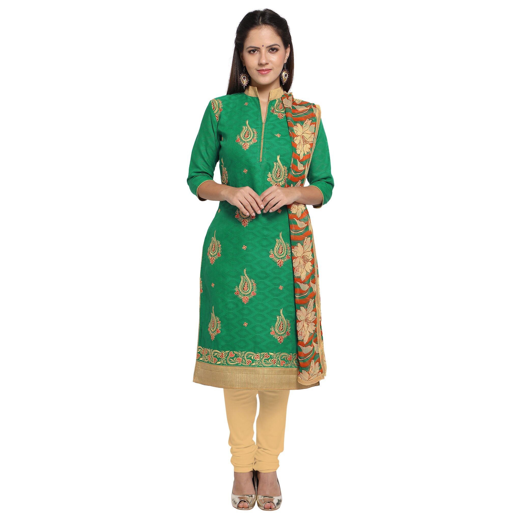 Vardan Green Unstitched Kurta with bottom dupatta With dupatta Dress Material
Vardan Green Unstitched Kurta with bottom dupatta With dupatta Dress Material