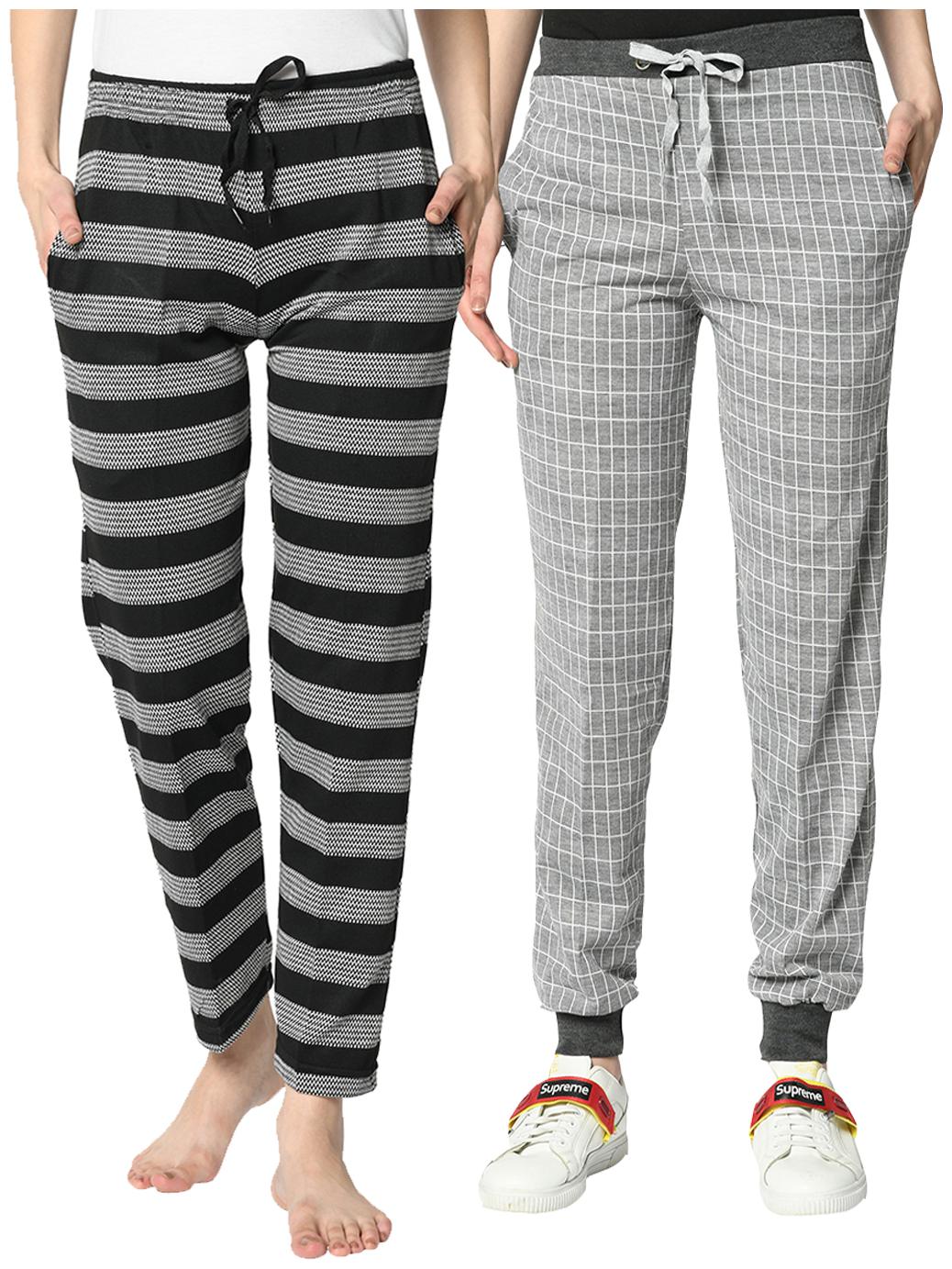 VIMAL JONNEY Cotton Blend Striped Black Grey Color Track Pants For Women (Pack Of 2)
VIMAL JONNEY Cotton Blend Striped Black Grey Color Track Pants For Women (Pack Of 2)