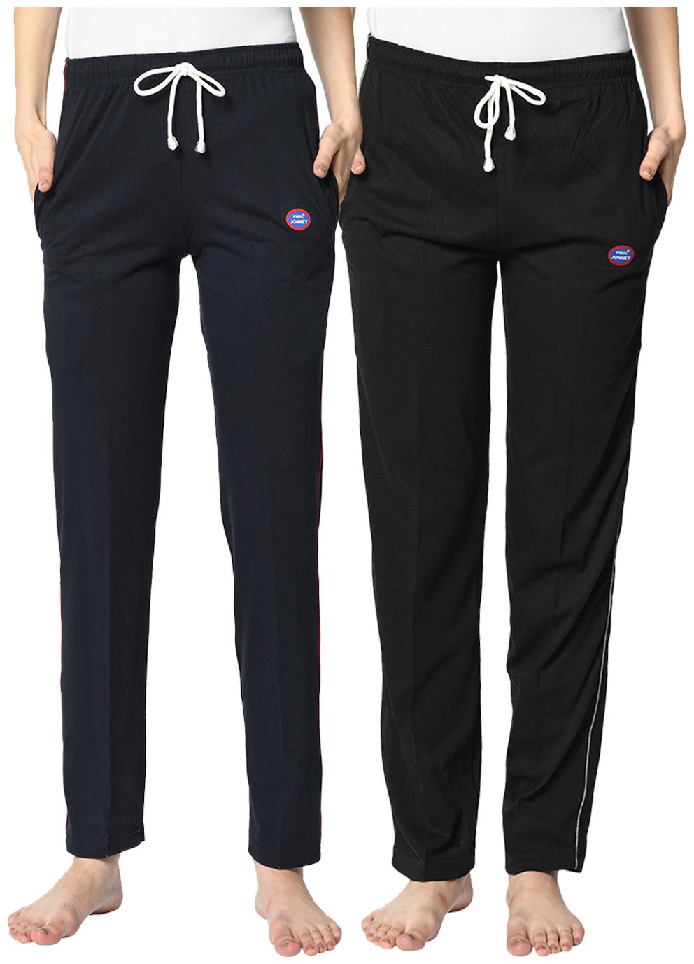 VIMAL JONNEY Cotton Blend Solid Black Blue Color Track Pants For Women (Pack Of 2)
VIMAL JONNEY Cotton Blend Solid Black Blue Color Track Pants For Women (Pack Of 2)