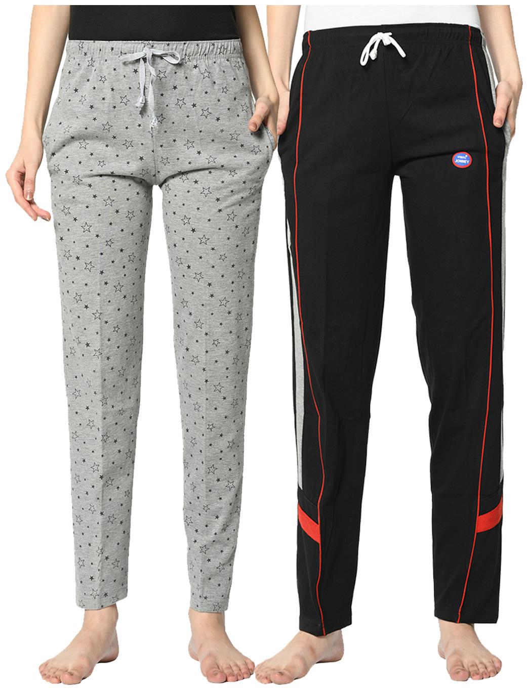 VIMAL JONNEY Cotton Blend Printed Grey Black Color Track Pants For Women (Pack Of 2)
VIMAL JONNEY Cotton Blend Printed Grey Black Color Track Pants For Women (Pack Of 2)