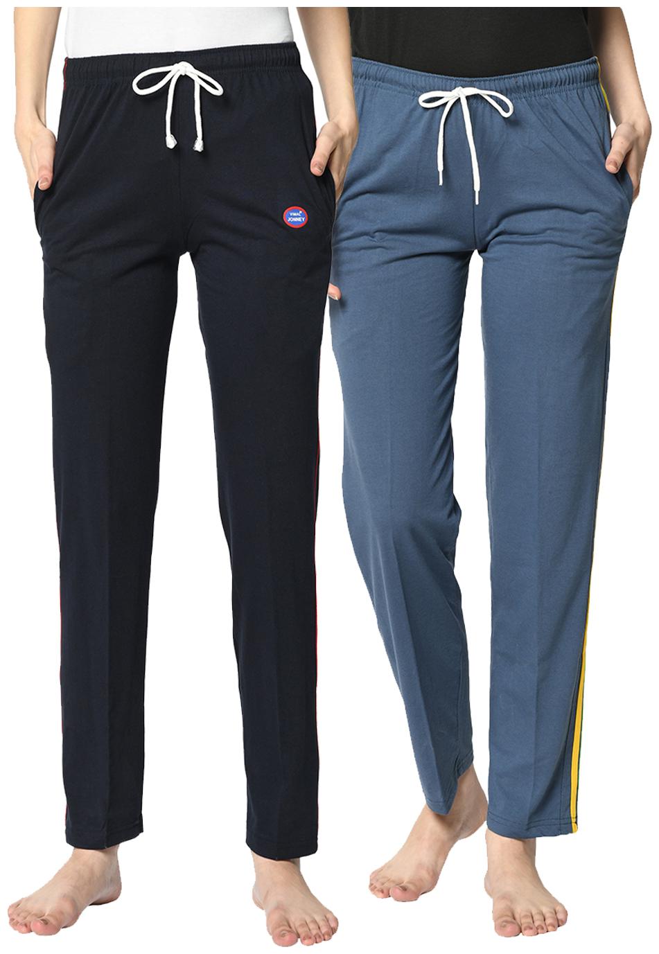 VIMAL JONNEY Cotton Blend Solid Blue Grey Color Track Pants For Women (Pack Of 2)
VIMAL JONNEY Cotton Blend Solid Blue Grey Color Track Pants For Women (Pack Of 2)