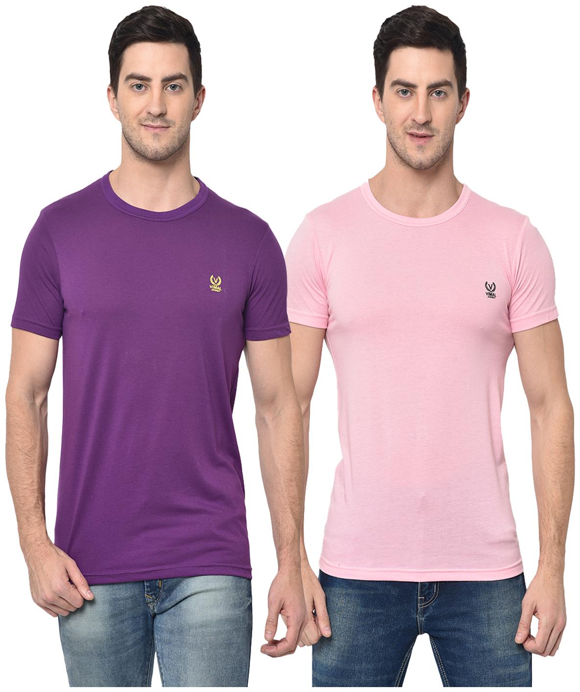 VIMAL JONNEY Men Pink Purple Regular fit Cotton Blend Round neck T-Shirt - Pack Of 2
VIMAL JONNEY Men Pink Purple Regular fit Cotton Blend Round neck T-Shirt - Pack Of 2