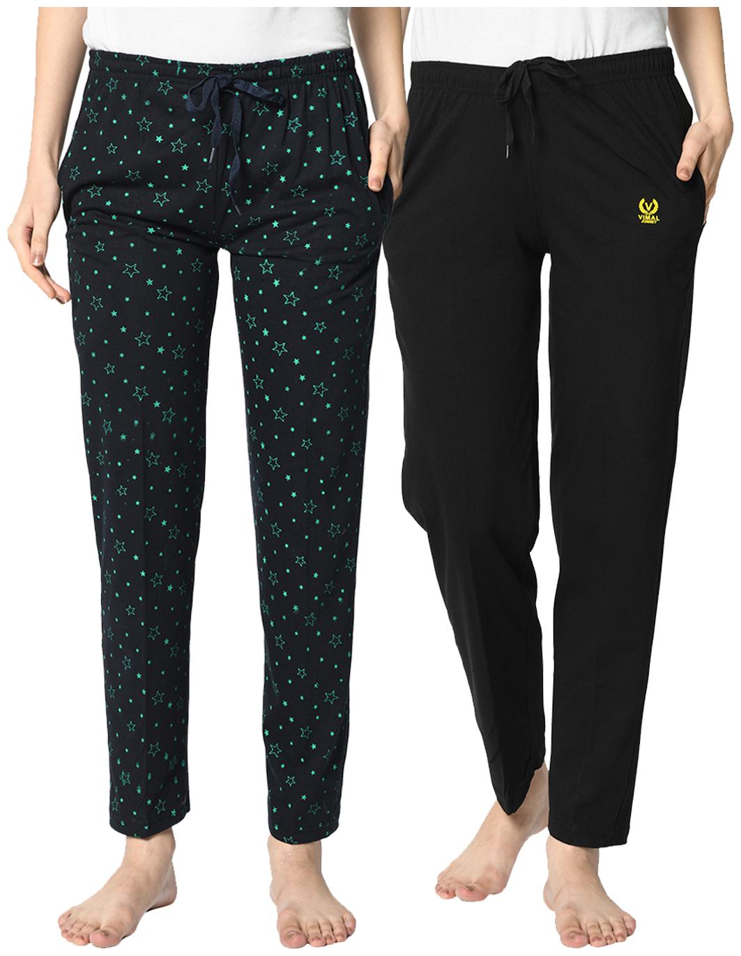 VIMAL JONNEY Cotton Blend Printed Blue Black Color Track Pants For Women (Pack Of 2)
VIMAL JONNEY Cotton Blend Printed Blue Black Color Track Pants For Women (Pack Of 2)