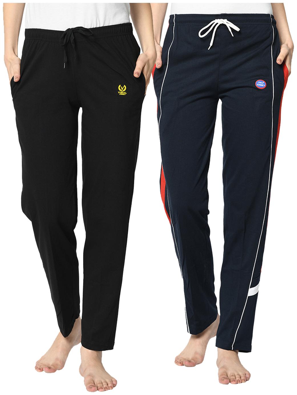 VIMAL JONNEY Cotton Blend Solid Blue Black Color Track Pants For Women (Pack Of 2)
VIMAL JONNEY Cotton Blend Solid Blue Black Color Track Pants For Women (Pack Of 2)