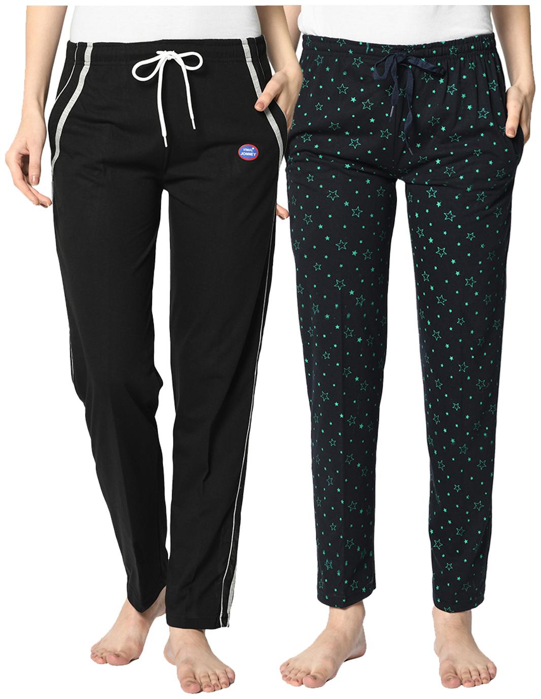 VIMAL JONNEY Cotton Blend Printed Blue Black Color Track Pants For Women (Pack Of 2)
VIMAL JONNEY Cotton Blend Printed Blue Black Color Track Pants For Women (Pack Of 2)