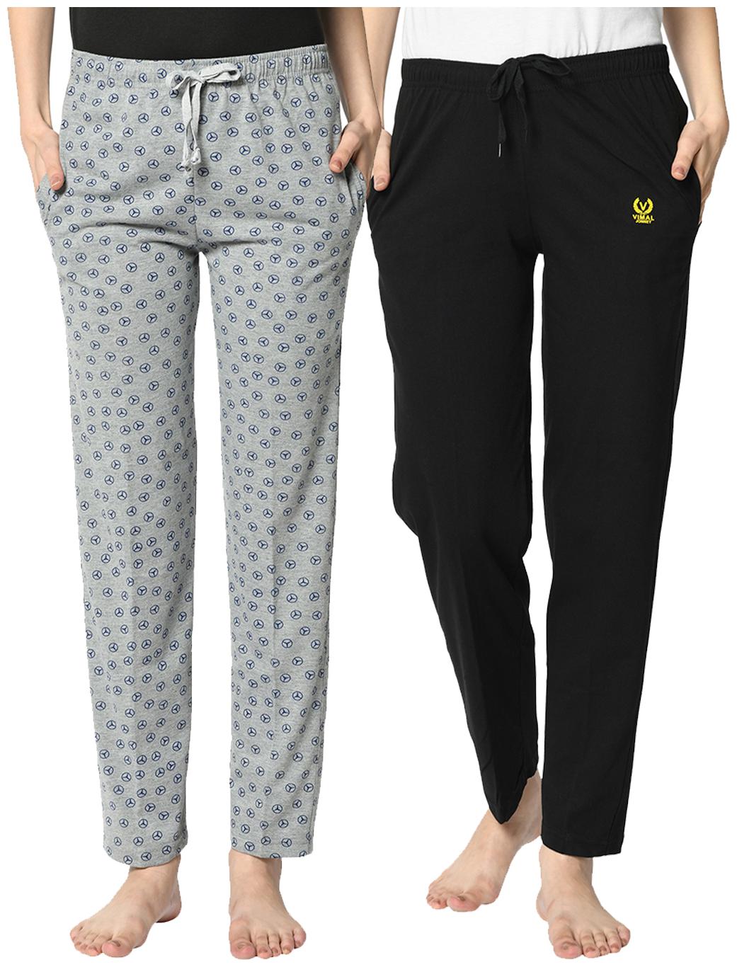 VIMAL JONNEY Cotton Blend Solid Black Grey Color Track Pants For Women (Pack Of 2)
VIMAL JONNEY Cotton Blend Solid Black Grey Color Track Pants For Women (Pack Of 2)