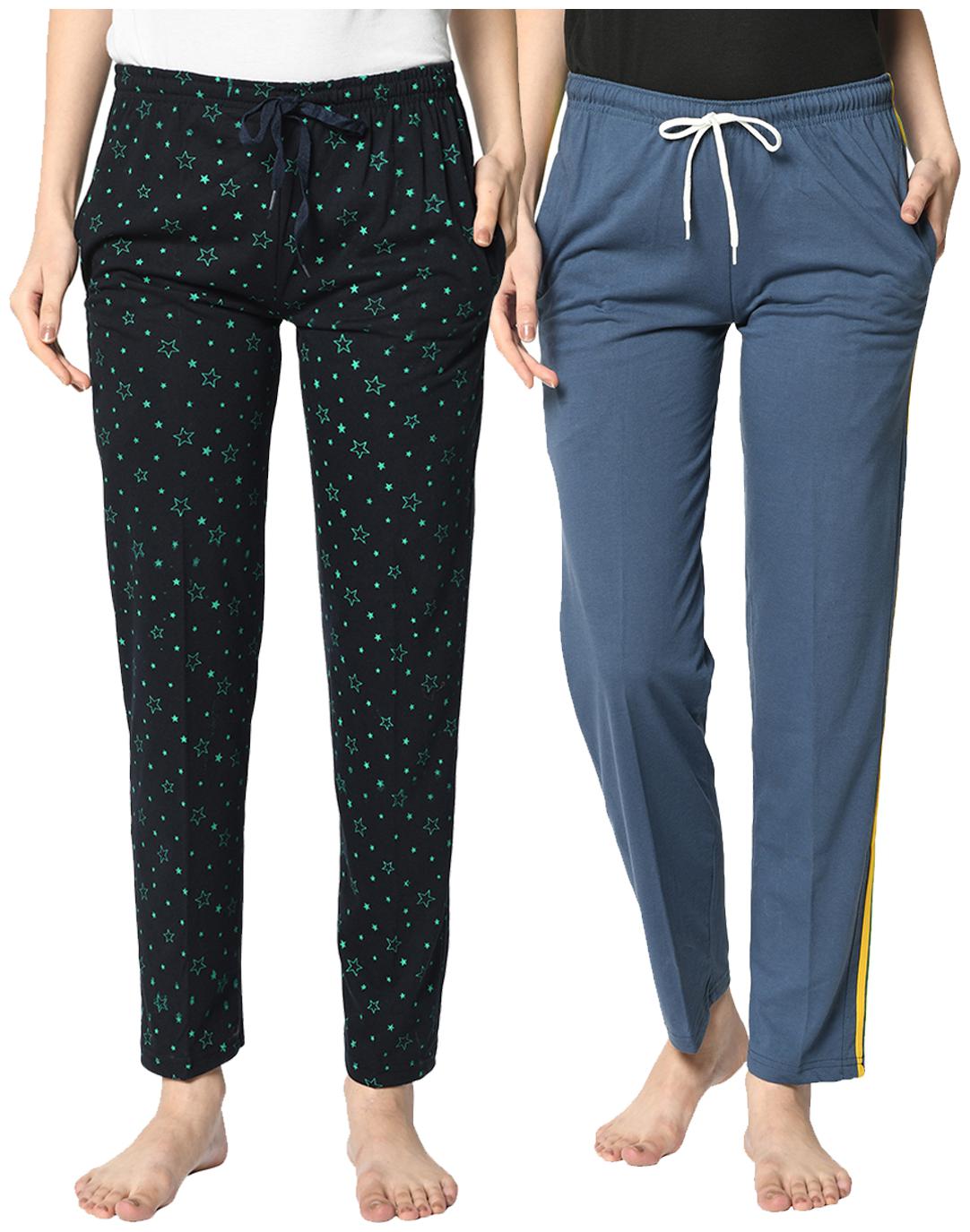 VIMAL JONNEY Cotton Blend Printed Blue Grey Color Track Pants For Women (Pack Of 2)
VIMAL JONNEY Cotton Blend Printed Blue Grey Color Track Pants For Women (Pack Of 2)
