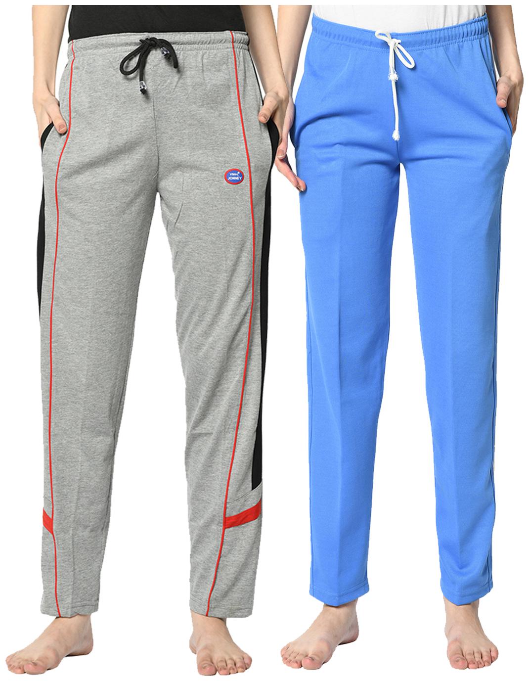 VIMAL JONNEY Cotton Blend Solid Grey Blue Color Track Pants For Women (Pack Of 2)
VIMAL JONNEY Cotton Blend Solid Grey Blue Color Track Pants For Women (Pack Of 2)