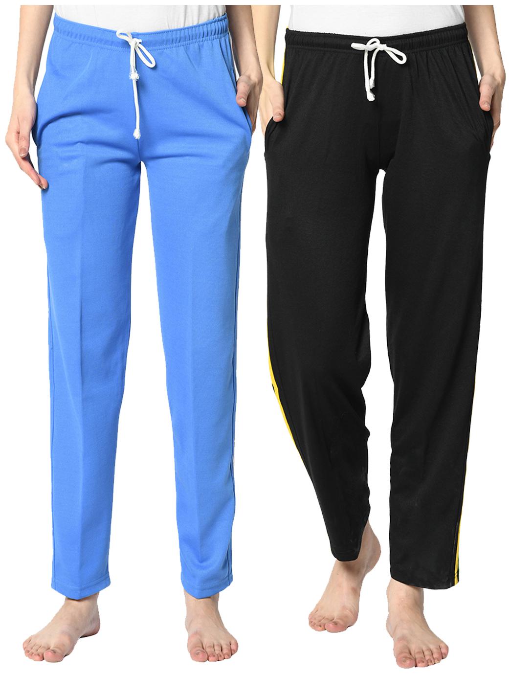 VIMAL JONNEY Cotton Blend Solid Black Blue Color Track Pants For Women (Pack Of 2)
VIMAL JONNEY Cotton Blend Solid Black Blue Color Track Pants For Women (Pack Of 2)