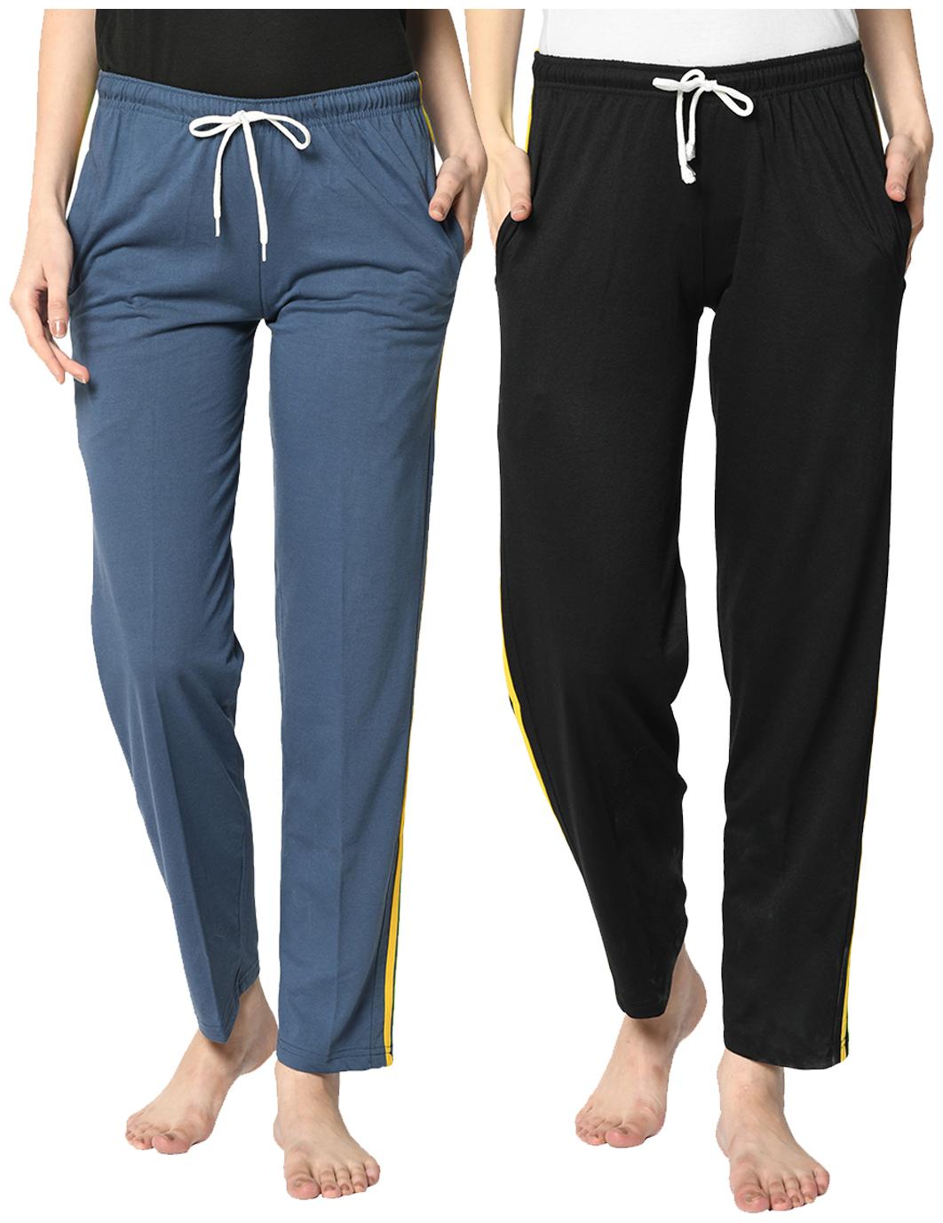 VIMAL JONNEY Cotton Blend Solid Black Grey Color Track Pants For Women (Pack Of 2)
VIMAL JONNEY Cotton Blend Solid Black Grey Color Track Pants For Women (Pack Of 2)