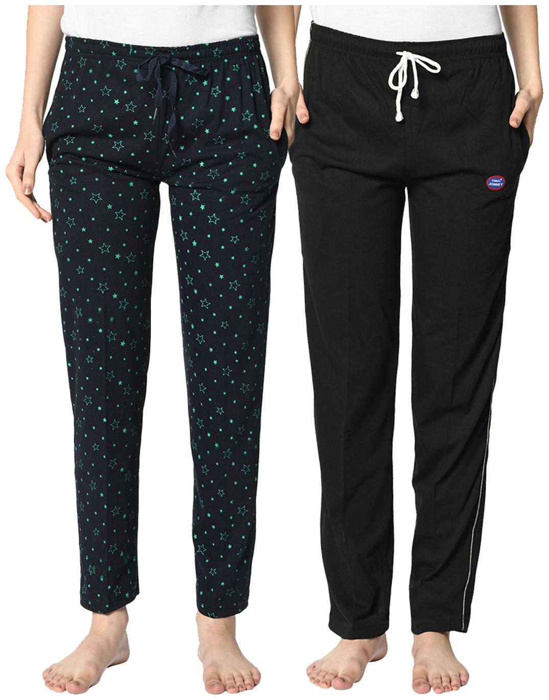 VIMAL JONNEY Cotton Blend Printed Blue Black Color Track Pants For Women (Pack Of 2)
VIMAL JONNEY Cotton Blend Printed Blue Black Color Track Pants For Women (Pack Of 2)