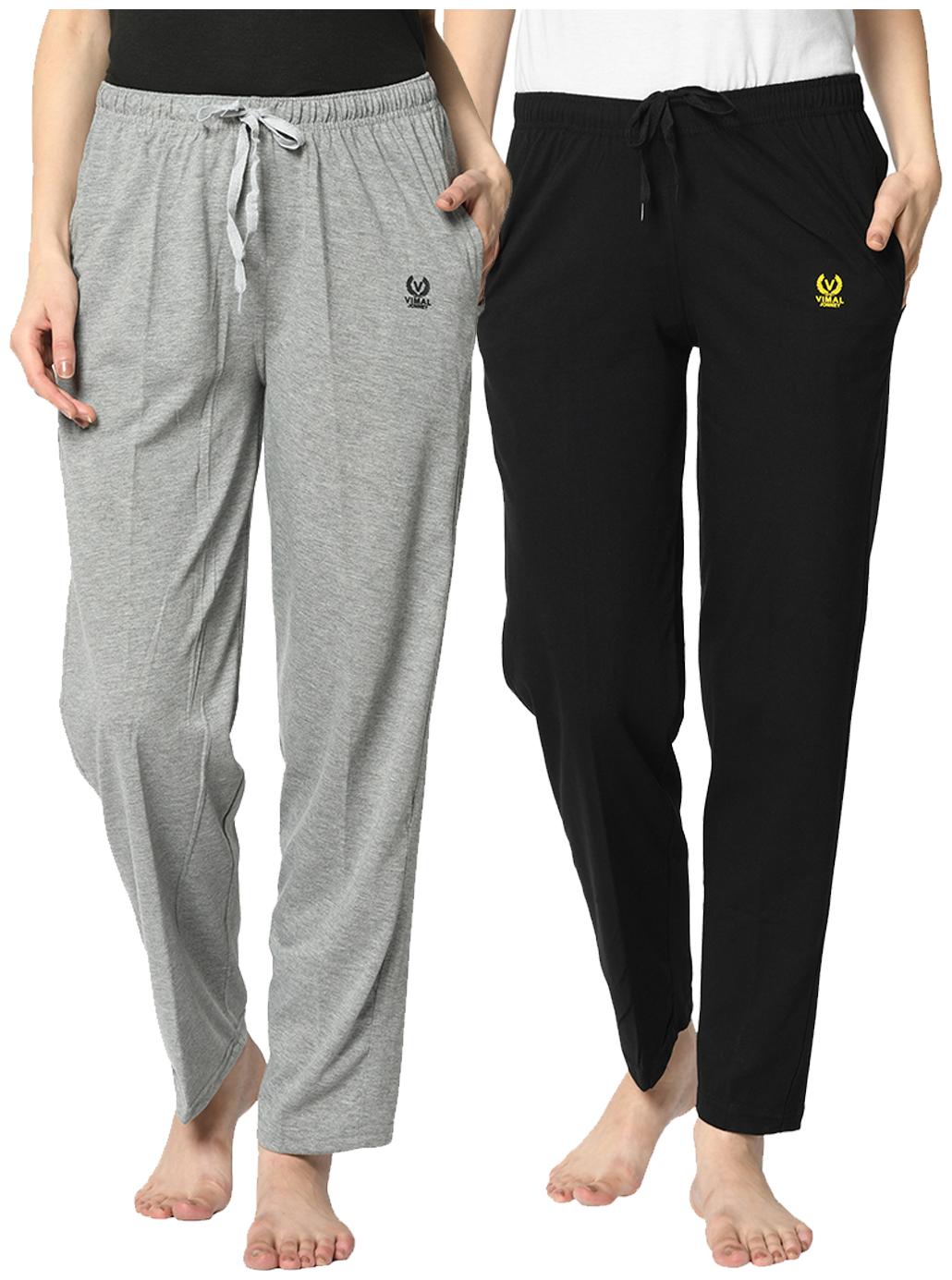 VIMAL JONNEY Cotton Blend Solid Black Grey Color Track Pants For Women (Pack Of 2)
VIMAL JONNEY Cotton Blend Solid Black Grey Color Track Pants For Women (Pack Of 2)