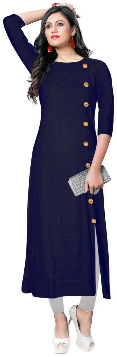 VISVA DESIGNER Ready Made Stylish Plain Rayon Straight Side Button No Slit Kurti For Women Blue
VISVA DESIGNER Ready Made Stylish Plain Rayon Straight Side Button No Slit Kurti For Women Blue