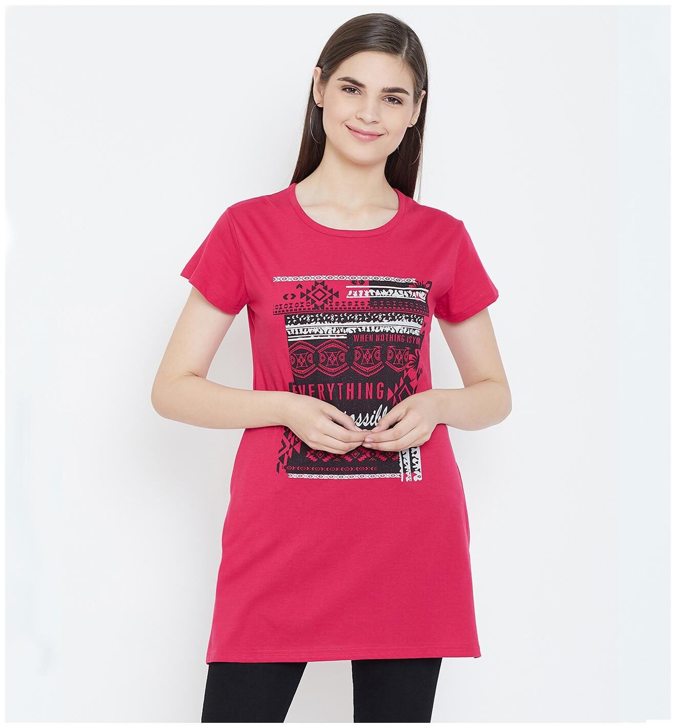 WHITEMOON Women Pink Regular fit Round neck Cotton T shirt
WHITEMOON Women Pink Regular fit Round neck Cotton T shirt