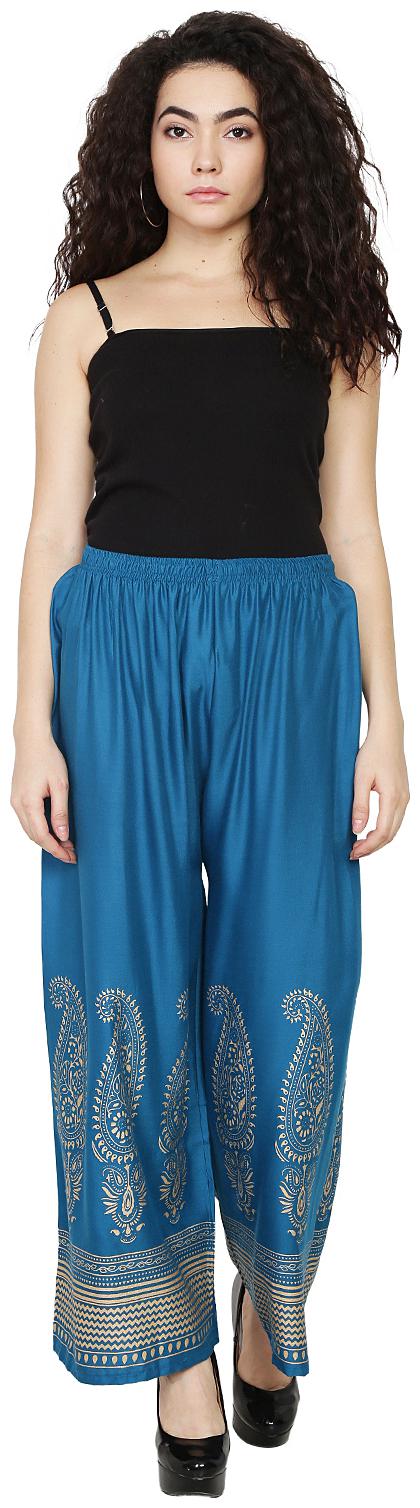 ASMAANI Blue Printed Flared Palazzo 
ASMAANI Blue Printed Flared Palazzo