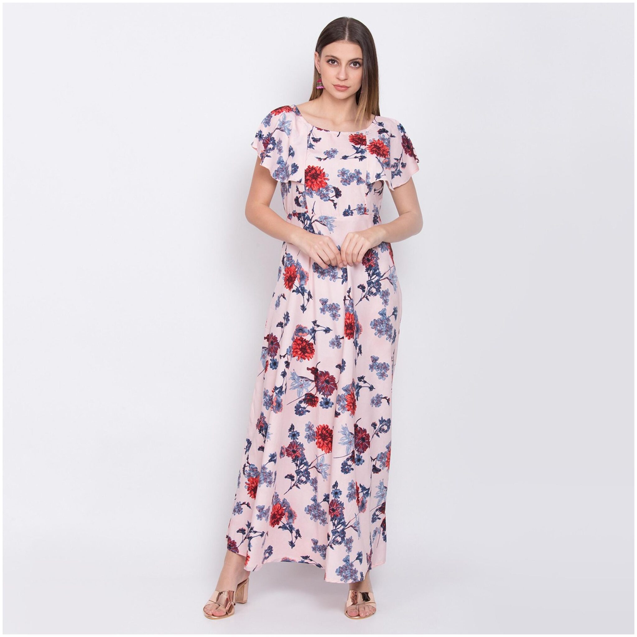 O Madam Peach Floral Maxi dress