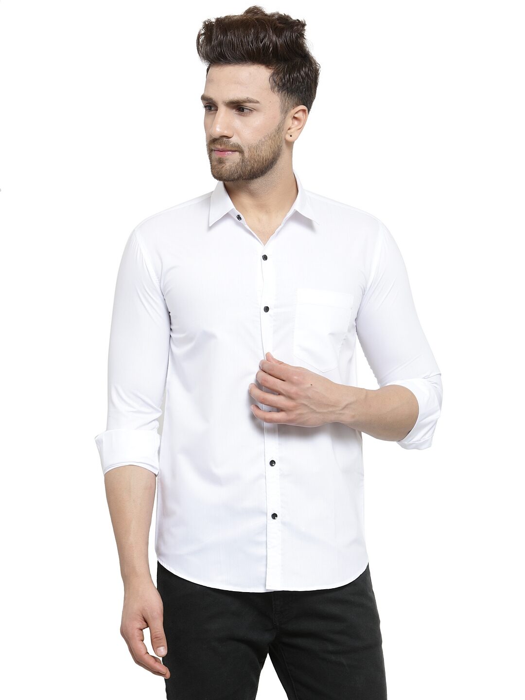 YBA Men Slim fit Formal Shirt - White