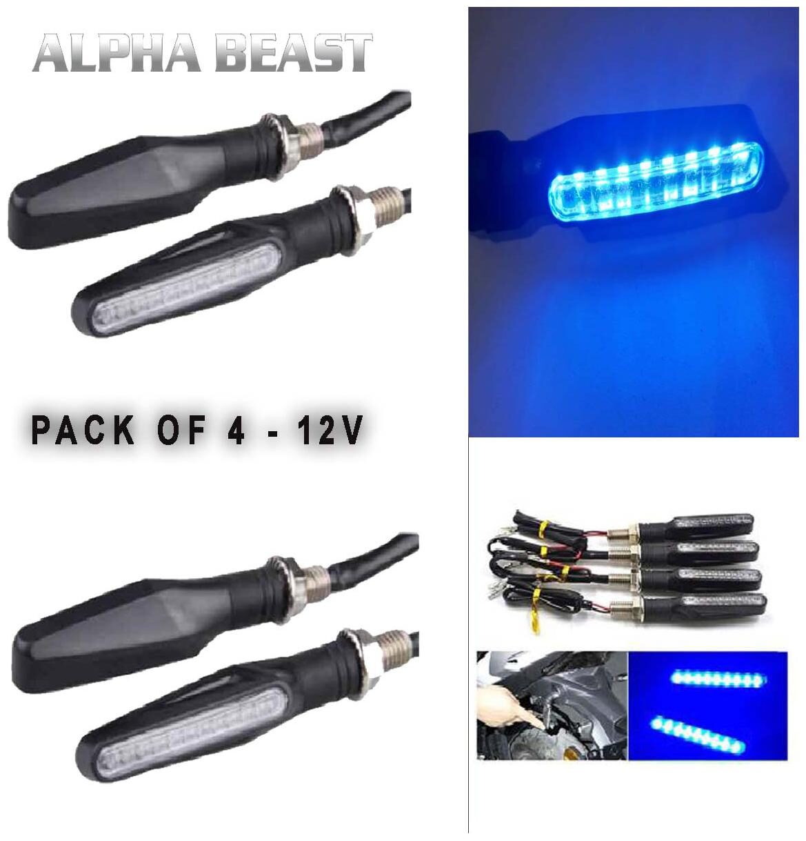 ALPHA BEAST KTM Style Sleek Blue Led Turn Signal Indicator Motorcycle DRL Turn Signal Light Pack of 4 (Blue)
ALPHA BEAST KTM Style Sleek Blue Led Turn Signal Indicator Motorcycle DRL Turn Signal Light Pack of 4 (Blue)