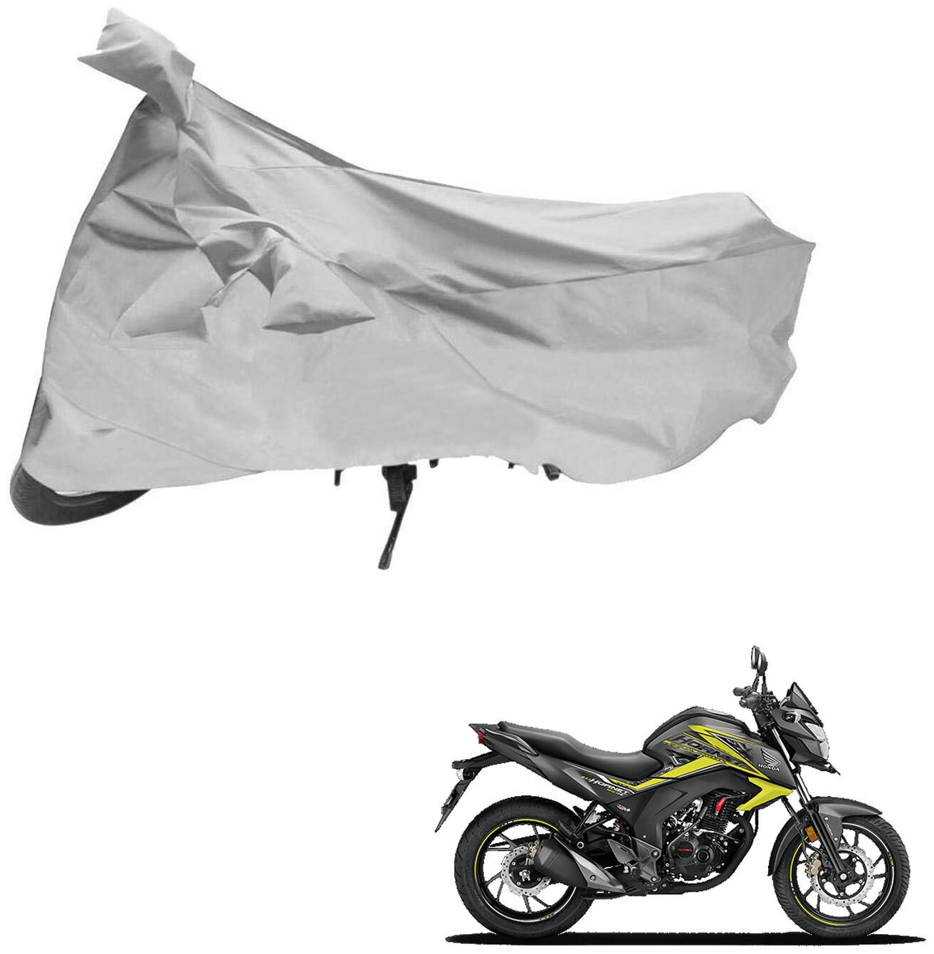 AutoRetail Two Wheeler Polyster Cover for Honda CB Hornet 160R with Mirror Pocket (Silver Color)
AutoRetail Two Wheeler Polyster Cover for Honda CB Hornet 160R with Mirror Pocket (Silver Color)