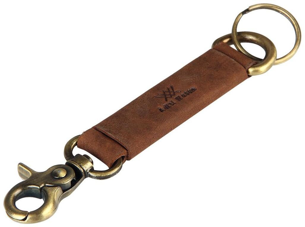 Genuine leather stitch design brown key ring with antique brass trigger snap and ring
Genuine leather stitch design brown key ring with antique brass trigger snap and ring