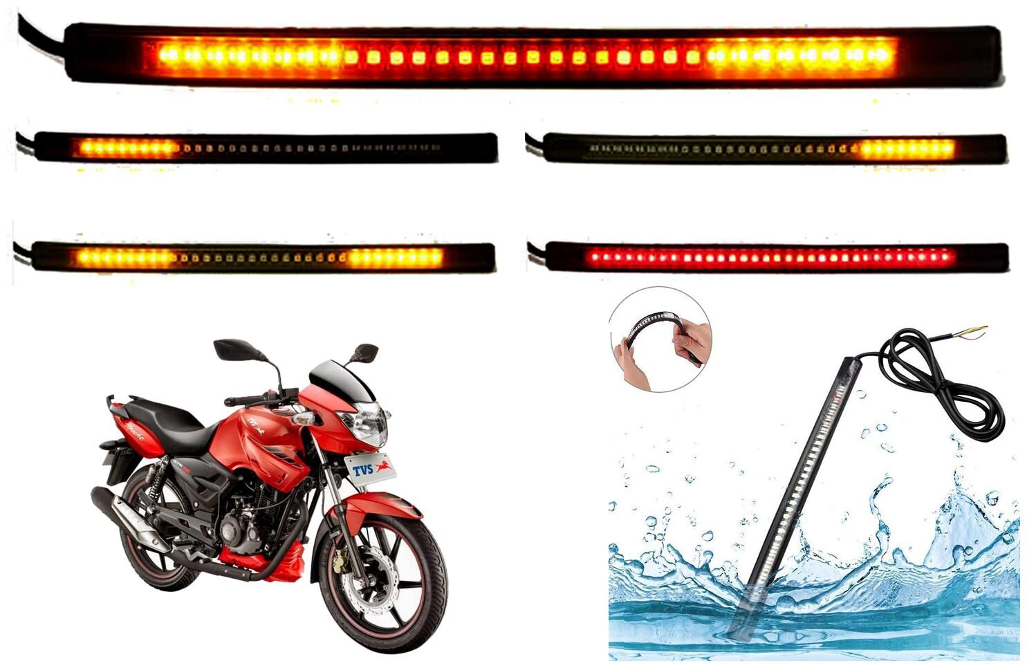 SHOP4U Brake Stop Turn Signal 48 SMD Flexible LED Strip Tail Light for TVS Apache RTR 160
SHOP4U Brake Stop Turn Signal 48 SMD Flexible LED Strip Tail Light for TVS Apache RTR 160