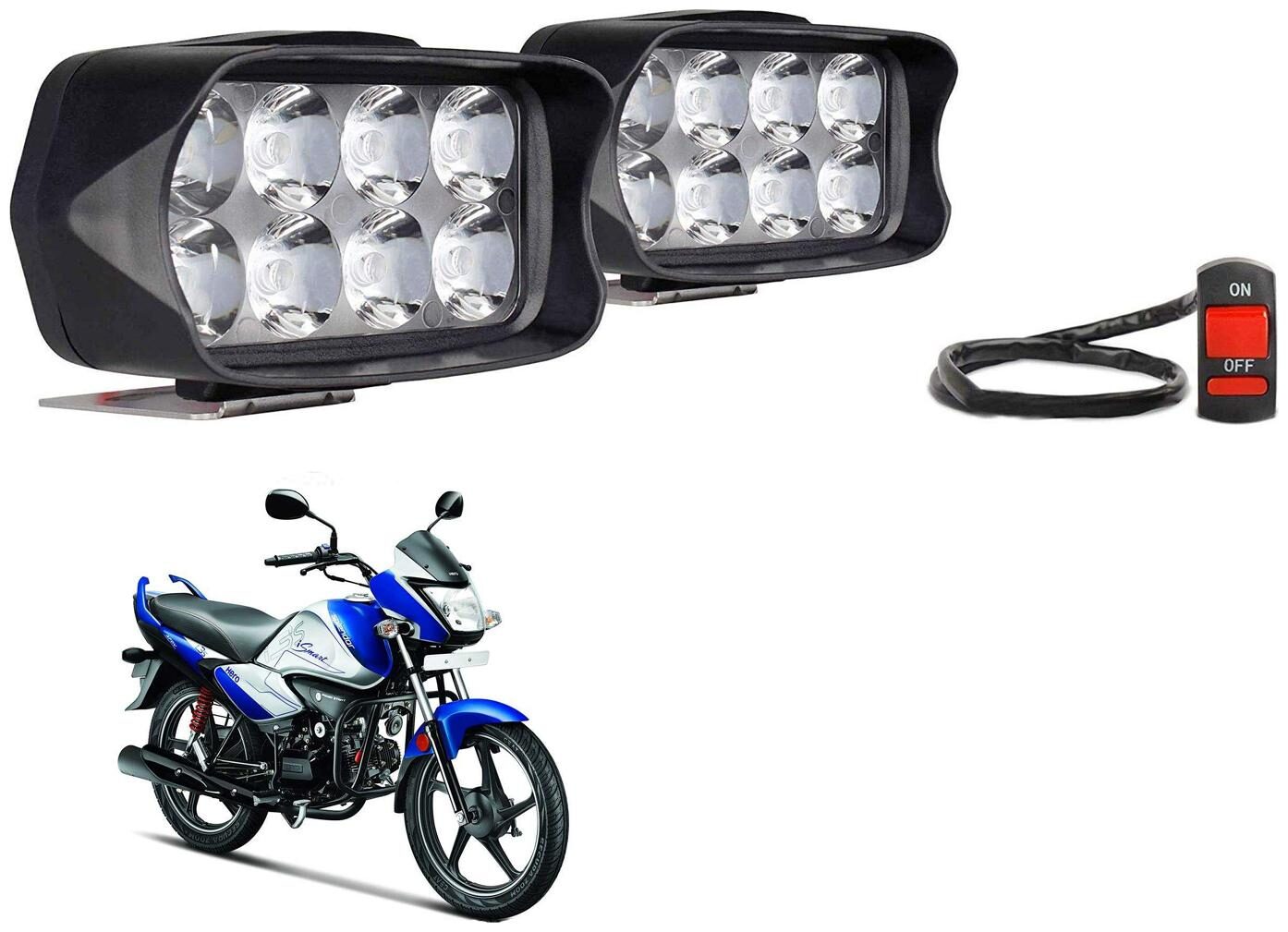 SHOP4U Shillon 8 LED Fog Light Mirror Mount Driving Spot Lamp with On Off Switch For Hero Splendor I Smart 110 ( Black Pack of 2 )
SHOP4U Shillon 8 LED Fog Light Mirror Mount Driving Spot Lamp with On Off Switch For Hero Splendor I Smart 110 ( Black Pack of 2 )