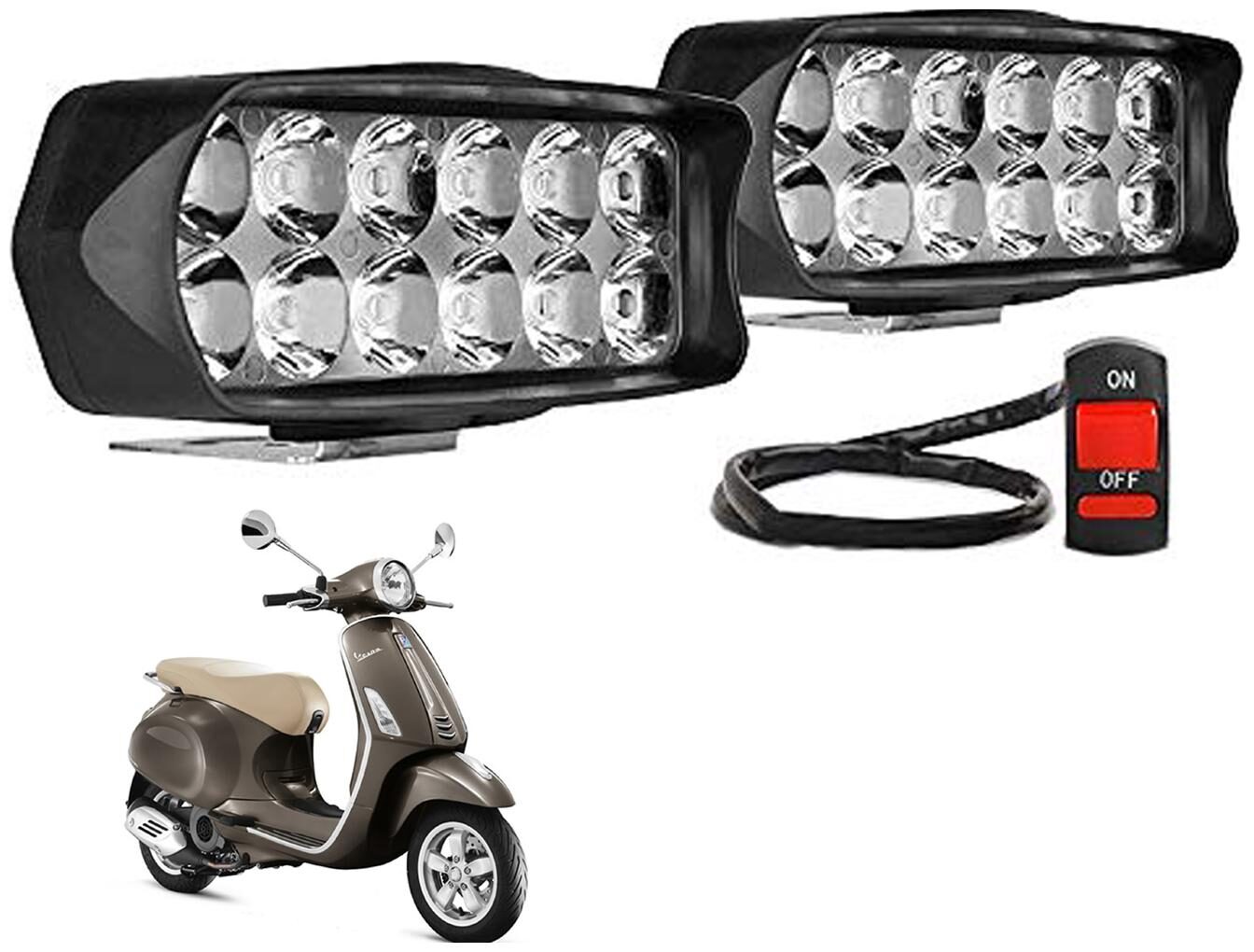 SHOP4U Waterproof 12 LED Fog Light Head Lamp for Piaggio Vespa SXL 125 ( Set of 2 Free On Off Switch)
SHOP4U Waterproof 12 LED Fog Light Head Lamp for Piaggio Vespa SXL 125 ( Set of 2 Free On Off Switch)