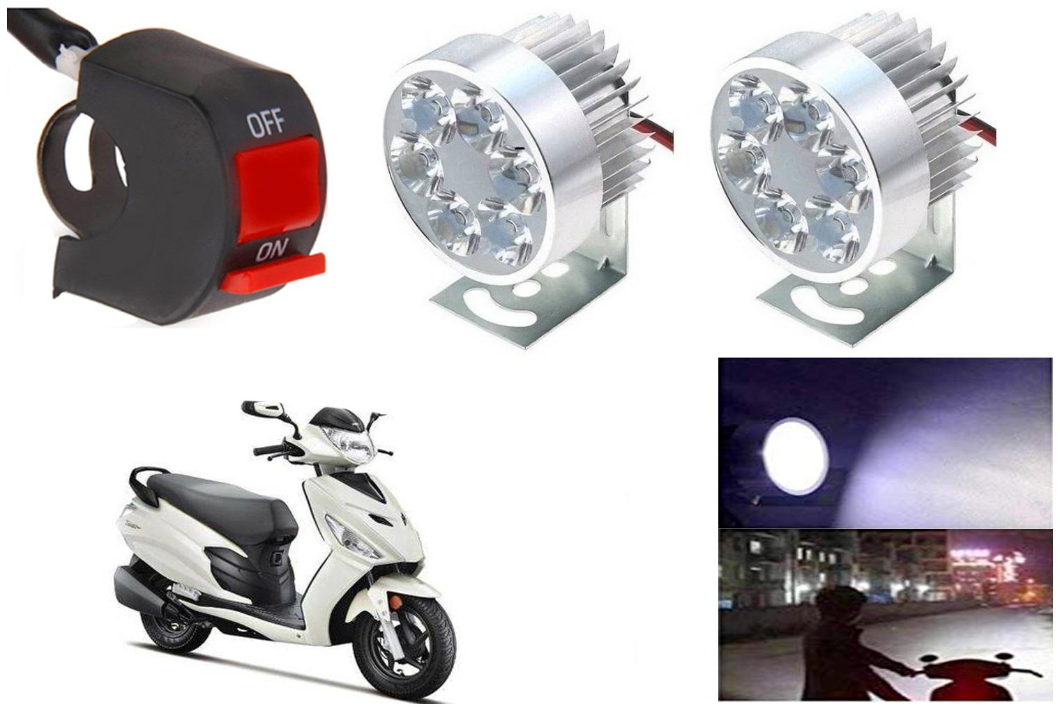 SHOP4U Waterproof 6 LED Fog Light Head Lamp for Hero Dash (Set of 2 Silver Free On Off Switch)
SHOP4U Waterproof 6 LED Fog Light Head Lamp for Hero Dash (Set of 2 Silver Free On Off Switch)