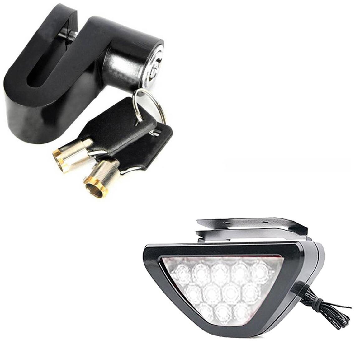 Spidy Moto Combo of Disc Lock Black and F1 Style Triangle 12 LED Rear Stop Tail 3rd Brake Light White for Universal Motorcycle
Spidy Moto Combo of Disc Lock Black and F1 Style Triangle 12 LED Rear Stop Tail 3rd Brake Light White for Universal Motorcycle