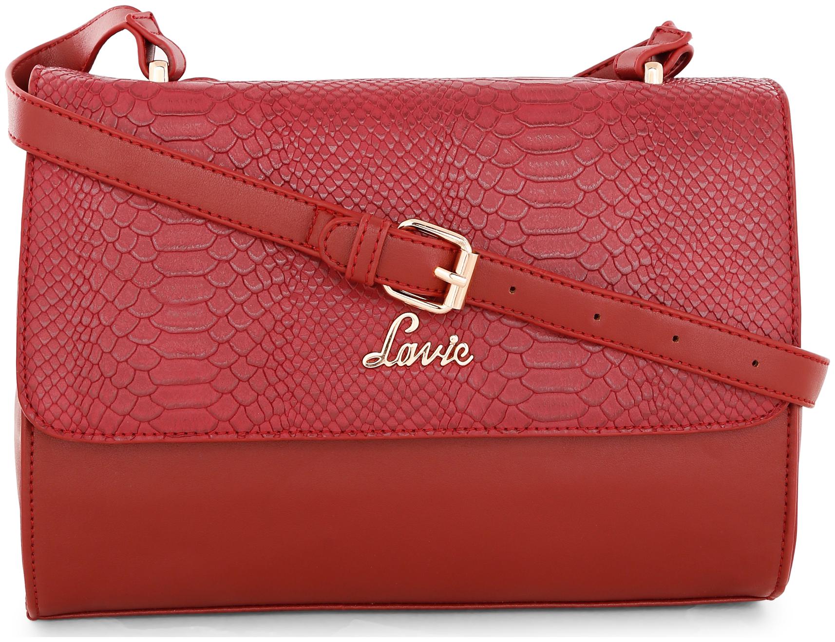 LAVIE Maroon PU Solid Sling Bag