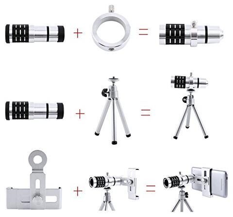 12x Zoom Universal Mobile Phone Telescope Camera Lens with Tripod Adjustable Clip Holder Compatible with All Smartphone By TSV
12x Zoom Universal Mobile Phone Telescope Camera Lens with Tripod Adjustable Clip Holder Compatible with All Smartphone By TSV
