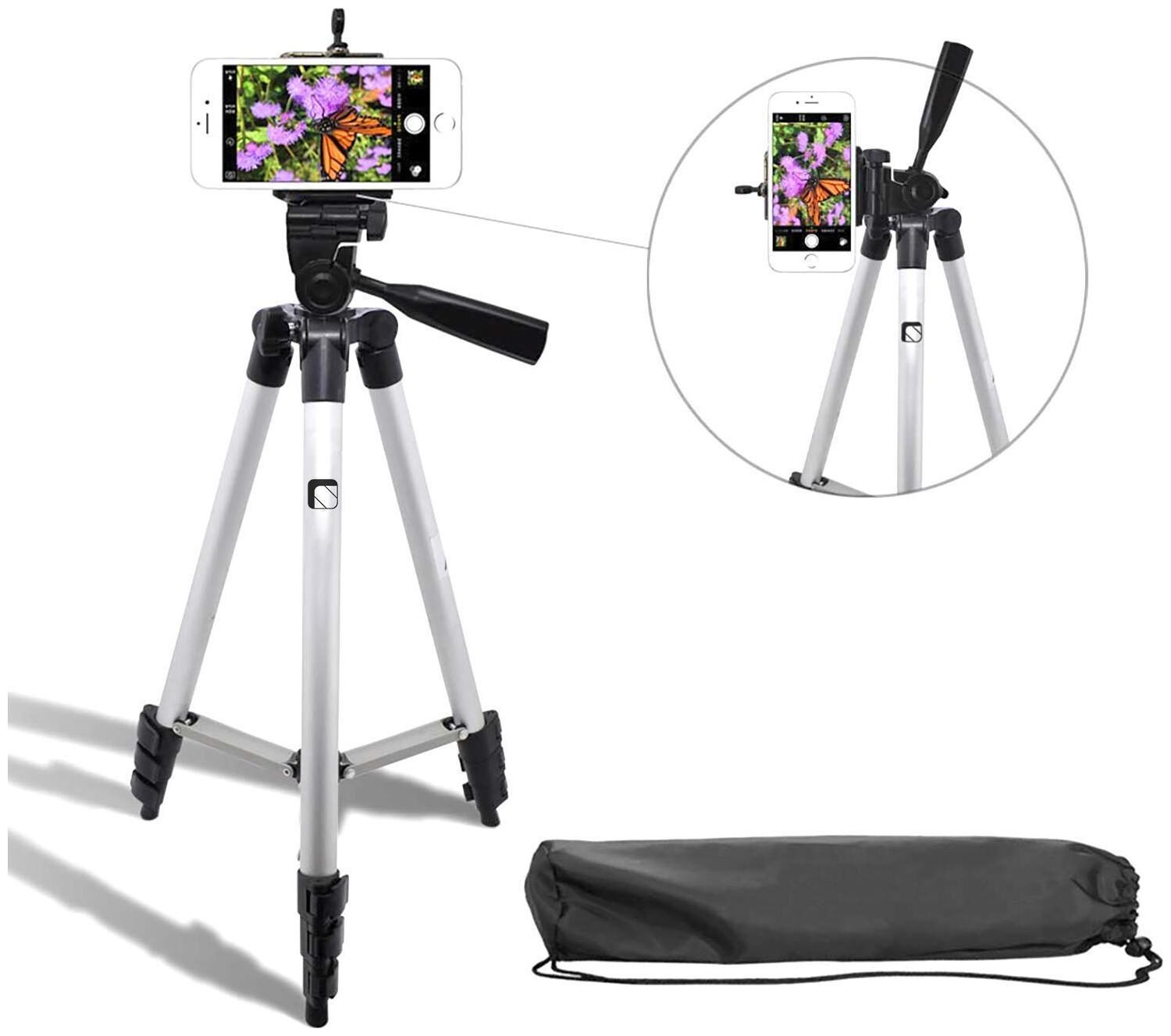 3110-138Portable Tripod Stand For Camera and phone Tripod Kit (Black Supports Up to 1500 g)
3110-138Portable Tripod Stand For Camera and phone Tripod Kit (Black Supports Up to 1500 g)