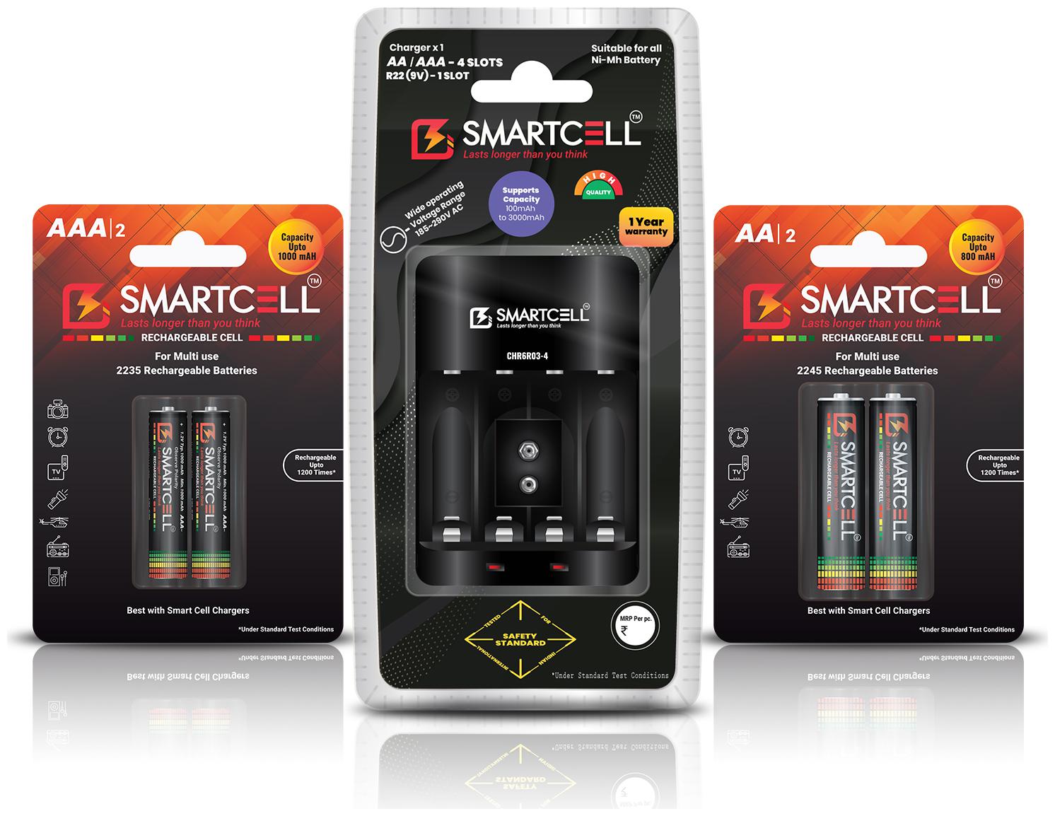 Smartcell CHR6R03-4 NimH AA AAA R22 9V Rechargeable Battery Charger 2 AAA 1000mAH 2 AA 800mAH Rechargeable Battery
Smartcell CHR6R03-4 NimH AA AAA R22 9V Rechargeable Battery Charger 2 AAA 1000mAH 2 AA 800mAH Rechargeable Battery