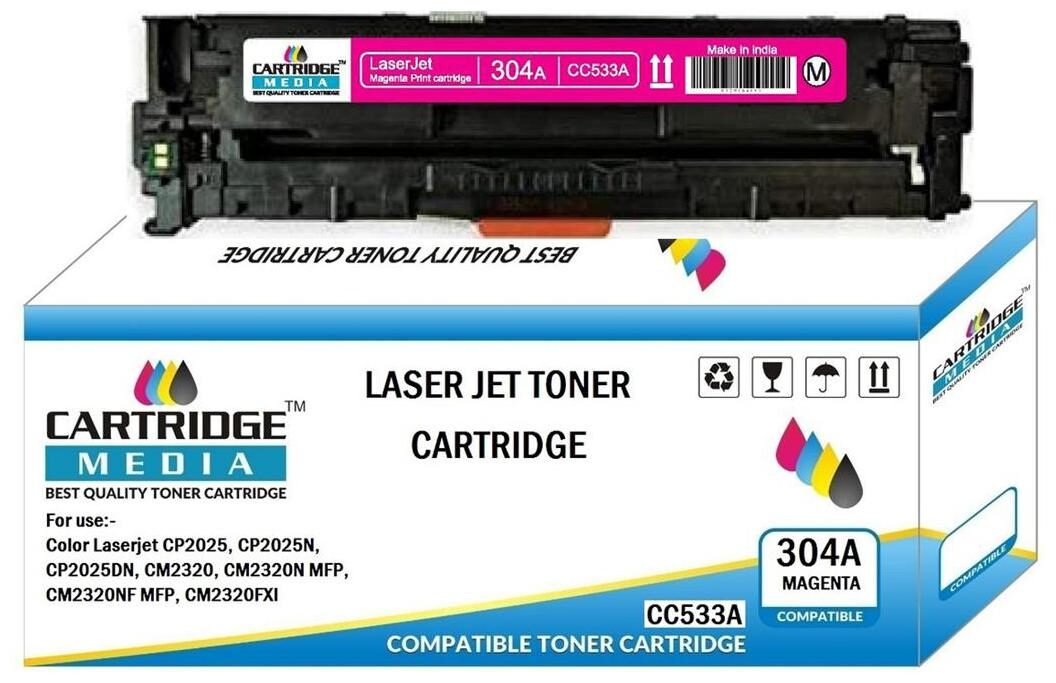 CARTRIDGE MEDIA 304A Compatible for Hp CC533A Magenta Toner Cartridge for HP Laserjet Printer CP2025 2025n 2025dn 2025x 2320 2320fxi 2320n 2320nf (Magenta)
CARTRIDGE MEDIA 304A Compatible for Hp CC533A Magenta Toner Cartridge for HP Laserjet Printer CP2025 2025n 2025dn 2025x 2320 2320fxi 2320n 2320nf (Magenta)