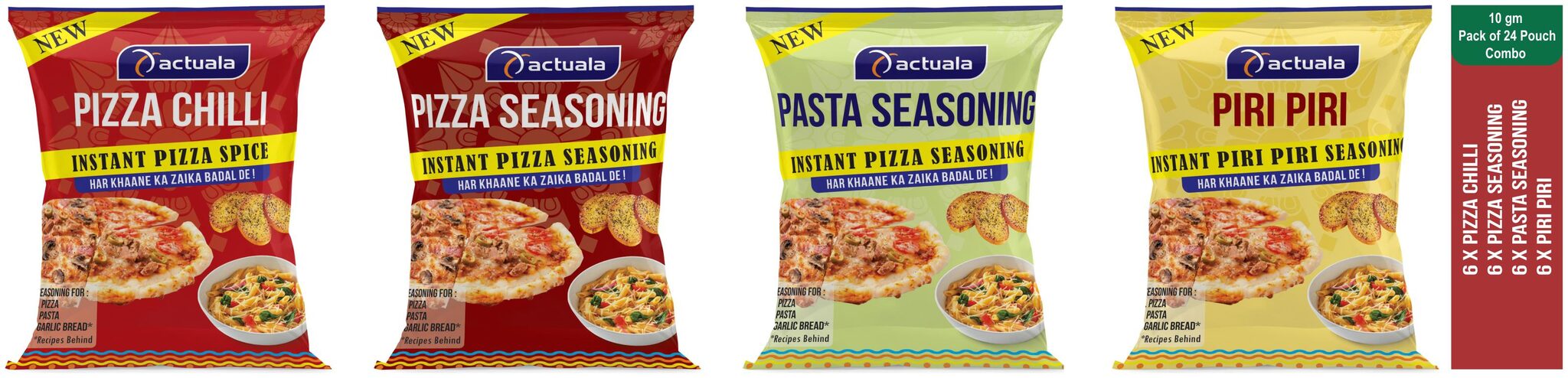 Aactuala Combo Of Pizza Chilli - 10g( Pack Of 6) Pizza Seasoning- 10g (Pack Of 6 ) Pasta Seasoning - 10g( Pack Of 6) Piri Piri Seasoning - 10g (Pack Of 6 )
Aactuala Combo Of Pizza Chilli - 10g( Pack Of 6) Pizza Seasoning- 10g (Pack Of 6 ) Pasta Seasoning - 10g( Pack Of 6) Piri Piri Seasoning - 10g (Pack Of 6 )