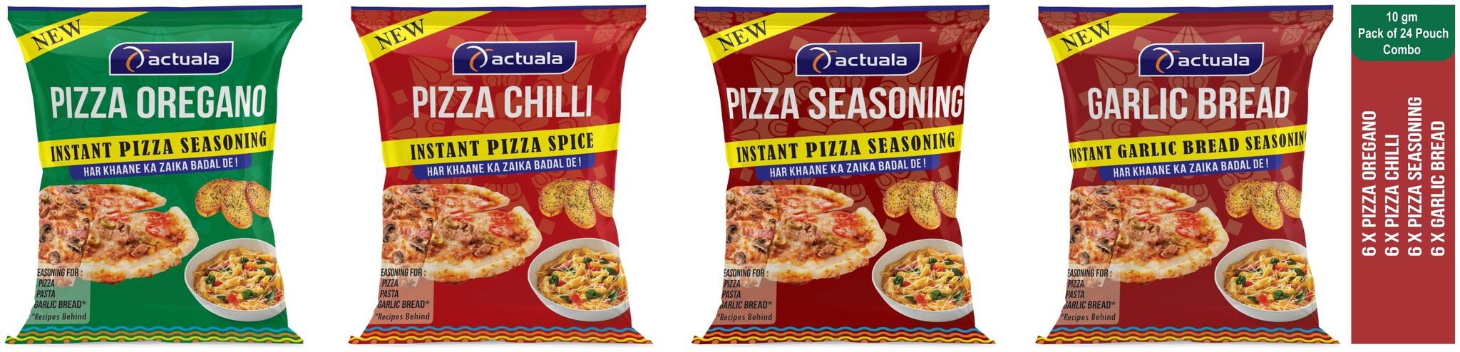 Aactuala Combo Of Pizza Oregano - 10g (Pack Of 6 ) Pizza Chilli - 10g( Pack Of 6) Pizza Seasoning- 10g (Pack Of 6 ) Garlic Bread Seasoning - 10g( Pack Of 6)
Aactuala Combo Of Pizza Oregano - 10g (Pack Of 6 ) Pizza Chilli - 10g( Pack Of 6) Pizza Seasoning- 10g (Pack Of 6 ) Garlic Bread Seasoning - 10g( Pack Of 6)