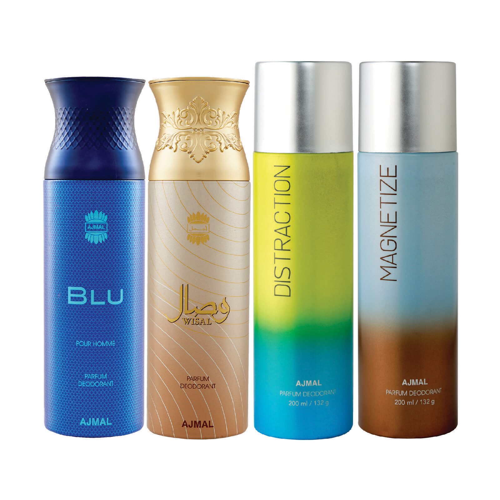 Ajmal 1 Blu Homme for Men 1 Wisal for Women 1 Distraction and 1 Magnetize for Men Women High Quality Deodorants each 200ml Combo Pack of 4
Ajmal 1 Blu Homme for Men 1 Wisal for Women 1 Distraction and 1 Magnetize for Men Women High Quality Deodorants each 200ml Combo Pack of 4