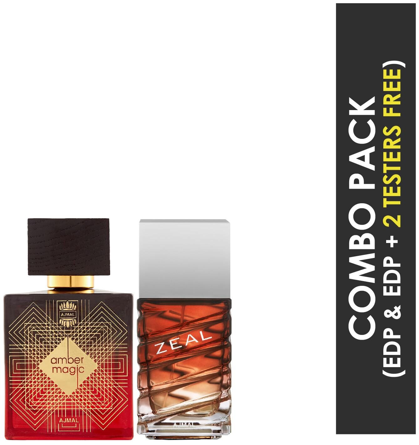 Ajmal Amber Magic EDP Spicy Aromatic Perfume 100ml for Men and Ajmal Zeal EDP Aquatic Woody Perfume 100ml for Men (Pack of 2)
Ajmal Amber Magic EDP Spicy Aromatic Perfume 100ml for Men and Ajmal Zeal EDP Aquatic Woody Perfume 100ml for Men (Pack of 2)
