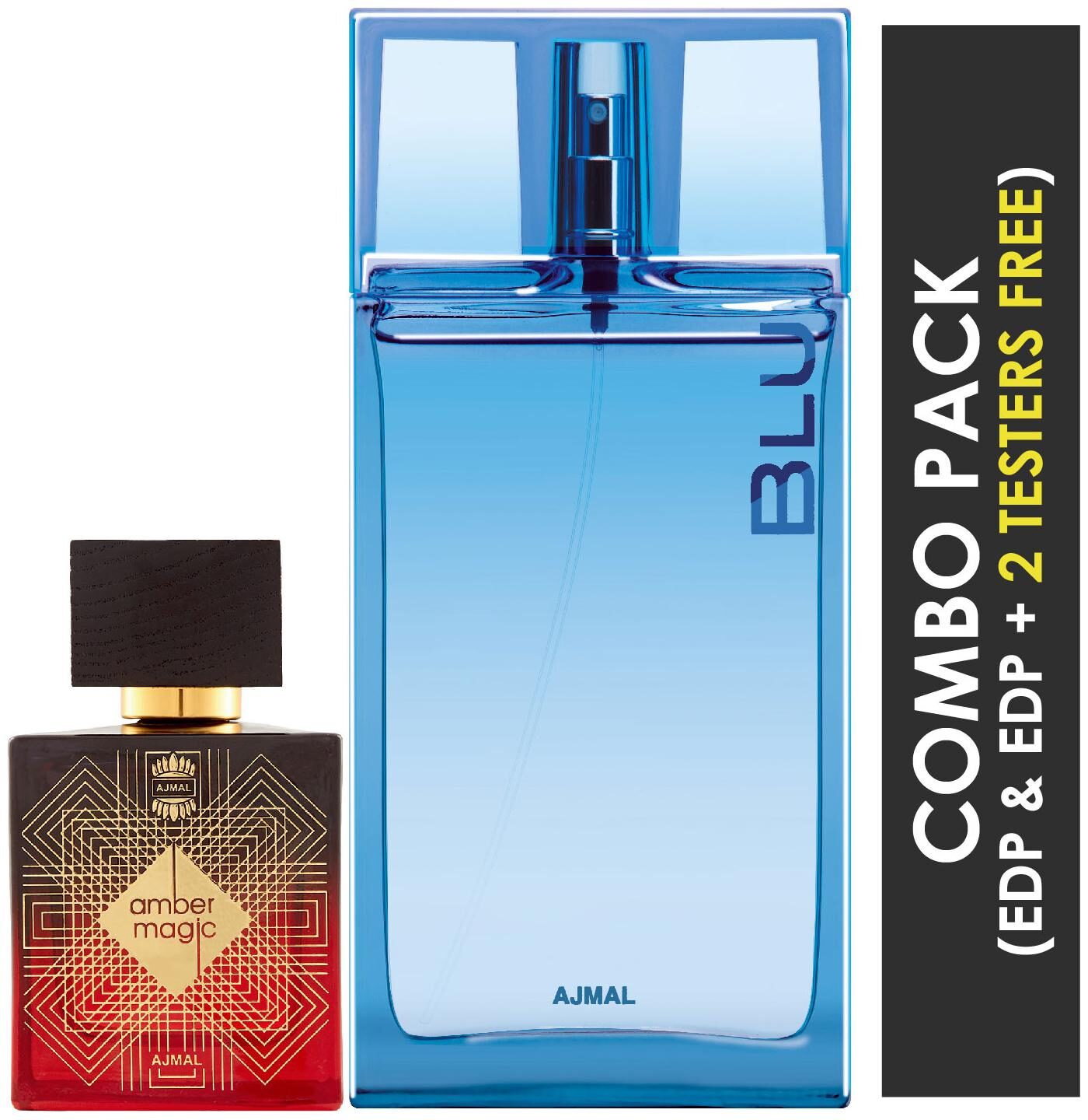Ajmal Amber Magic EDP Spicy Aromatic Perfume 100ml for Men and Blu EDP Aquatic Woody Perfume 90ml for Men (Pack of 2)
Ajmal Amber Magic EDP Spicy Aromatic Perfume 100ml for Men and Blu EDP Aquatic Woody Perfume 90ml for Men (Pack of 2)
