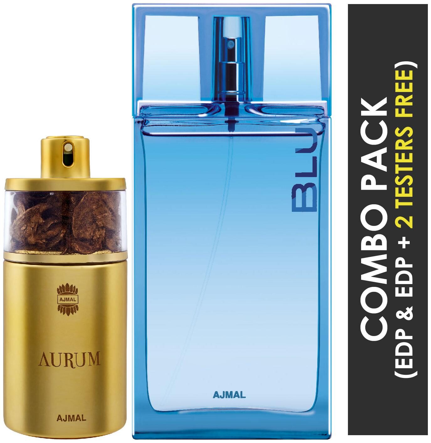 Ajmal Aurum EDP Fruity Floral Perfume 75ml for Women and Ajmal Blu EDP Aquatic Woody Perfume 90ml for Men (Pack of 2)
Ajmal Aurum EDP Fruity Floral Perfume 75ml for Women and Ajmal Blu EDP Aquatic Woody Perfume 90ml for Men (Pack of 2)