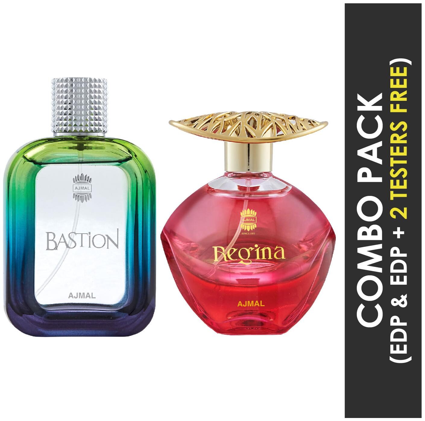 Ajmal Bastion EDP Woody Aromatic Perfume 100ml for Men and Regina EDP Floral Fruity Perfume 100ml for Women
Ajmal Bastion EDP Woody Aromatic Perfume 100ml for Men and Regina EDP Floral Fruity Perfume 100ml for Women
