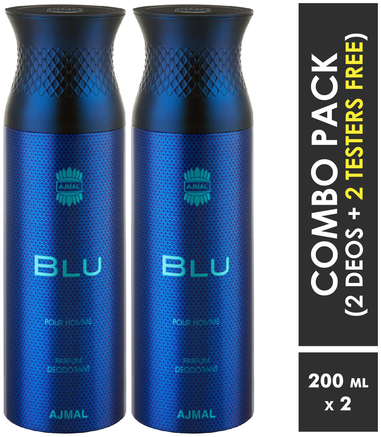 Ajmal Blu Blu Deodorant Spray for Men 200ml each (Pack of 2 400ml) 2 Parfum Testers Free
Ajmal Blu Blu Deodorant Spray for Men 200ml each (Pack of 2 400ml) 2 Parfum Testers Free