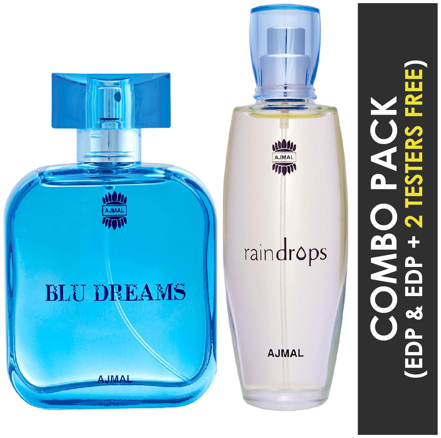 Ajmal Blu Dreams EDP Citurs Fruity Perfume 100ml for Men and Ajmal Raindrops EDP Floral Chypre Perfume 50ml for Women (Pack of 2)
Ajmal Blu Dreams EDP Citurs Fruity Perfume 100ml for Men and Ajmal Raindrops EDP Floral Chypre Perfume 50ml for Women (Pack of 2)