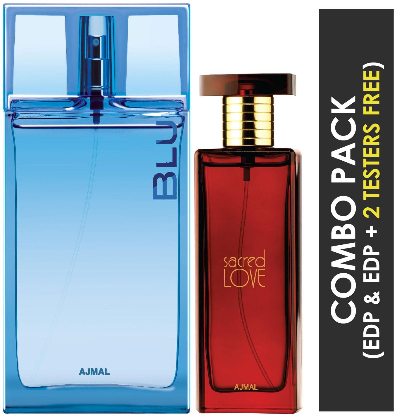 Ajmal Blu EDP Aquatic Woody Perfume 90ml for Men and Ajmal Sacred Love EDP Floral Musky Perfume 50ml for Women
Ajmal Blu EDP Aquatic Woody Perfume 90ml for Men and Ajmal Sacred Love EDP Floral Musky Perfume 50ml for Women