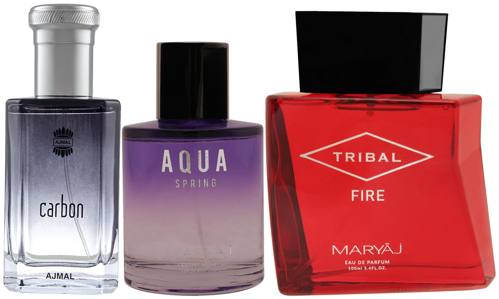 Ajmal Carbon EDP Citrus Perfume Maryaj Aqua Spring EDP Maryaj Tribal Fire EDP 100ml (Pack of 3)
Ajmal Carbon EDP Citrus Perfume Maryaj Aqua Spring EDP Maryaj Tribal Fire EDP 100ml (Pack of 3)